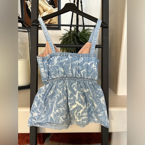 Anthropologie Porridge Chambray V Neck Faux Wrap Cotton Tank Small - Picture 2 of 6